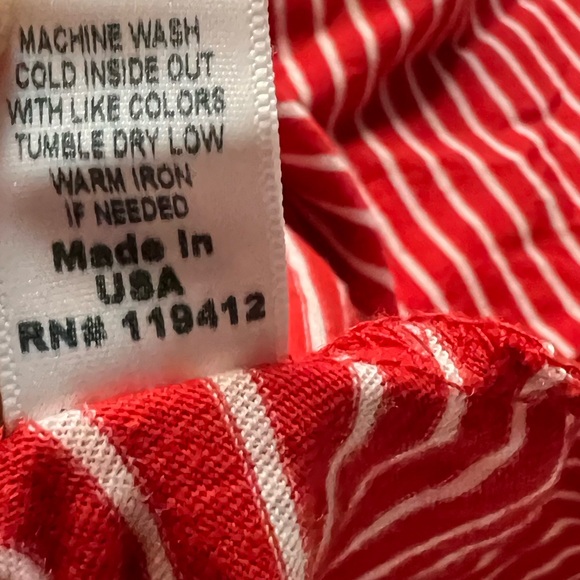 Monrow Women's Red And White Striped Slight Cropped Top New With Tag Large Waldo - Picture 6 of 7